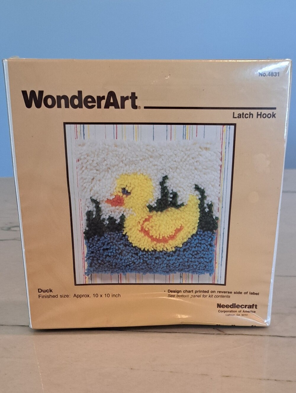 NIB Vintage WonderArt Latch Hook Rubber Duck in Water Arts & Crafts Size 10x10